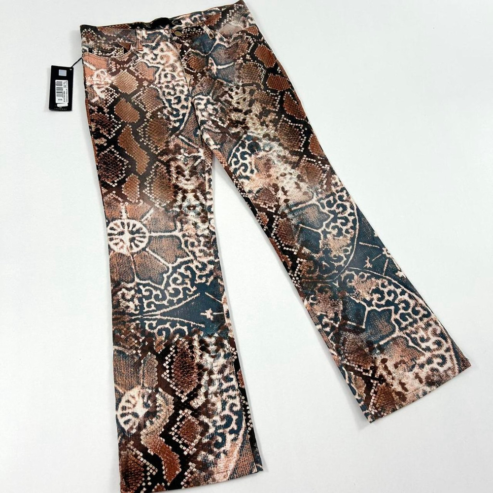 NWT y2k Cavalli orange and blue snakeskin geometric jeans